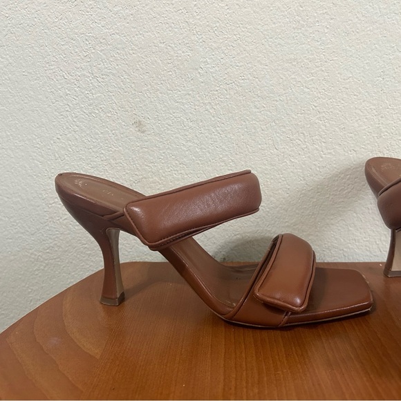 GIABORGHINI Perni Two-Band Puffy Slide High-Heel Sandals Brown Leather Size 38.5 - Picture 3 of 12